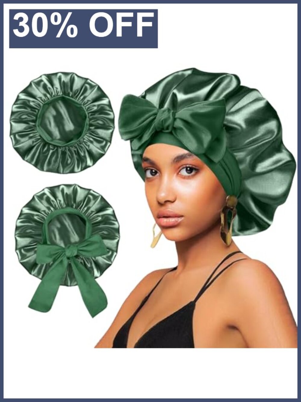 2pcs Satin Silk Hair Bonnets for Sleeping Women, Extra Large Adjustable Sleep